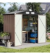 Aoxun 6x3.9 FT Shed with Base Metal Outdoor Storage Shed Garden Shed with Lockable Doors Tool She...