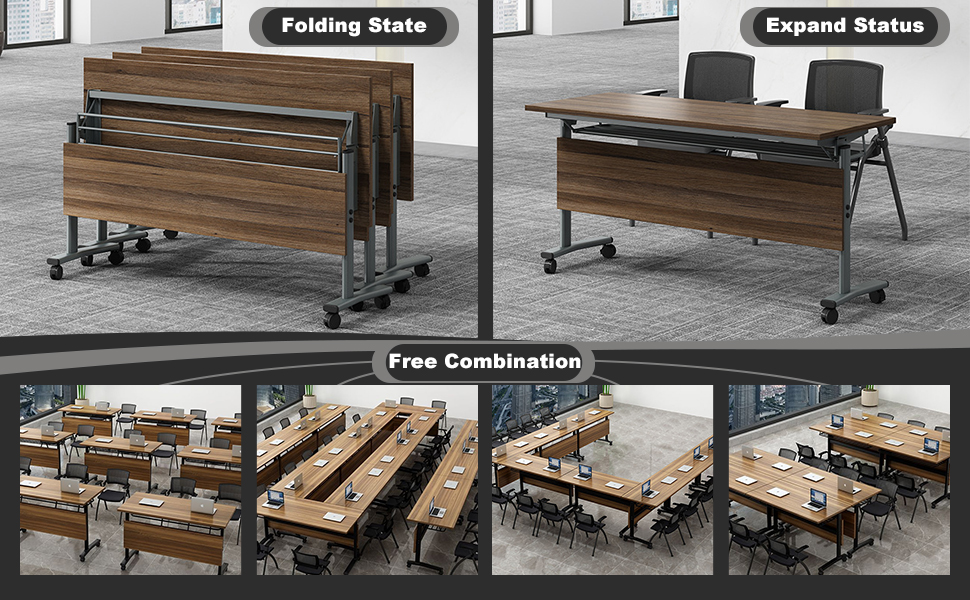 Amazon.com: Folding Conference Table,Modern Mobile Meeting Table with ...