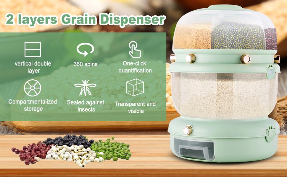 Morpich 7 Grid Multiple Food Dispenser 360° Rotating Grain Dry Food