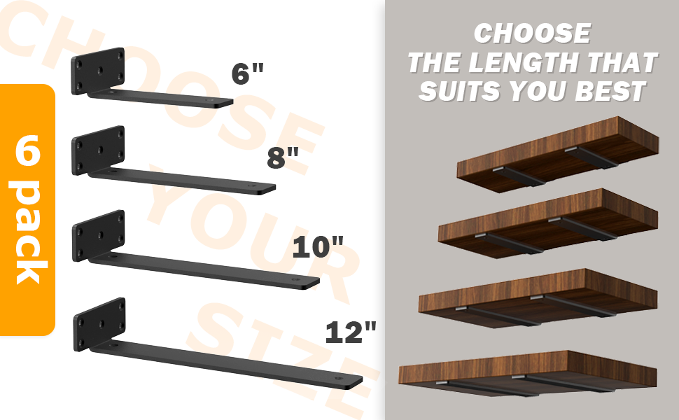 6 Pack Floating Shelf Bracket Heavy Duty 8 Inch Hidden