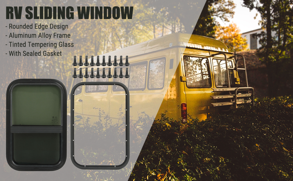 RV Window Replacement, 590x390mm Vertical Horizontal Sliding Tinted