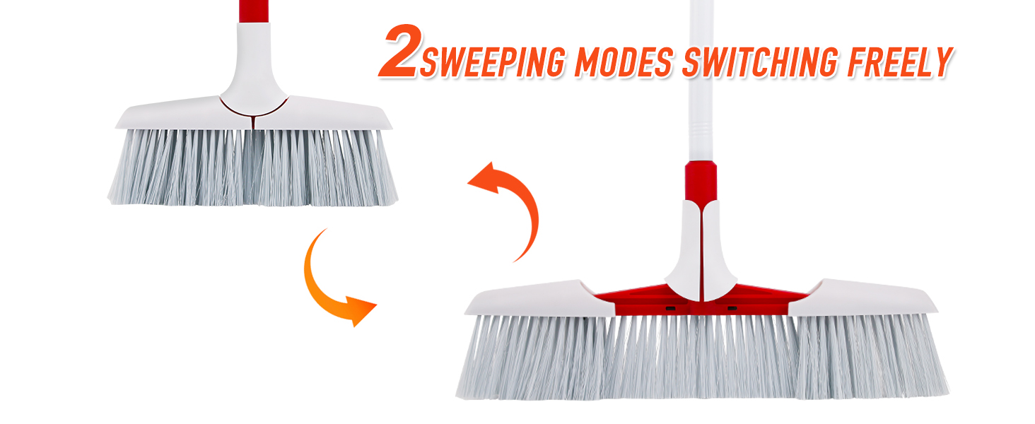 Rebussin® Red Kitchen Broom Sweeper with Retractable Head