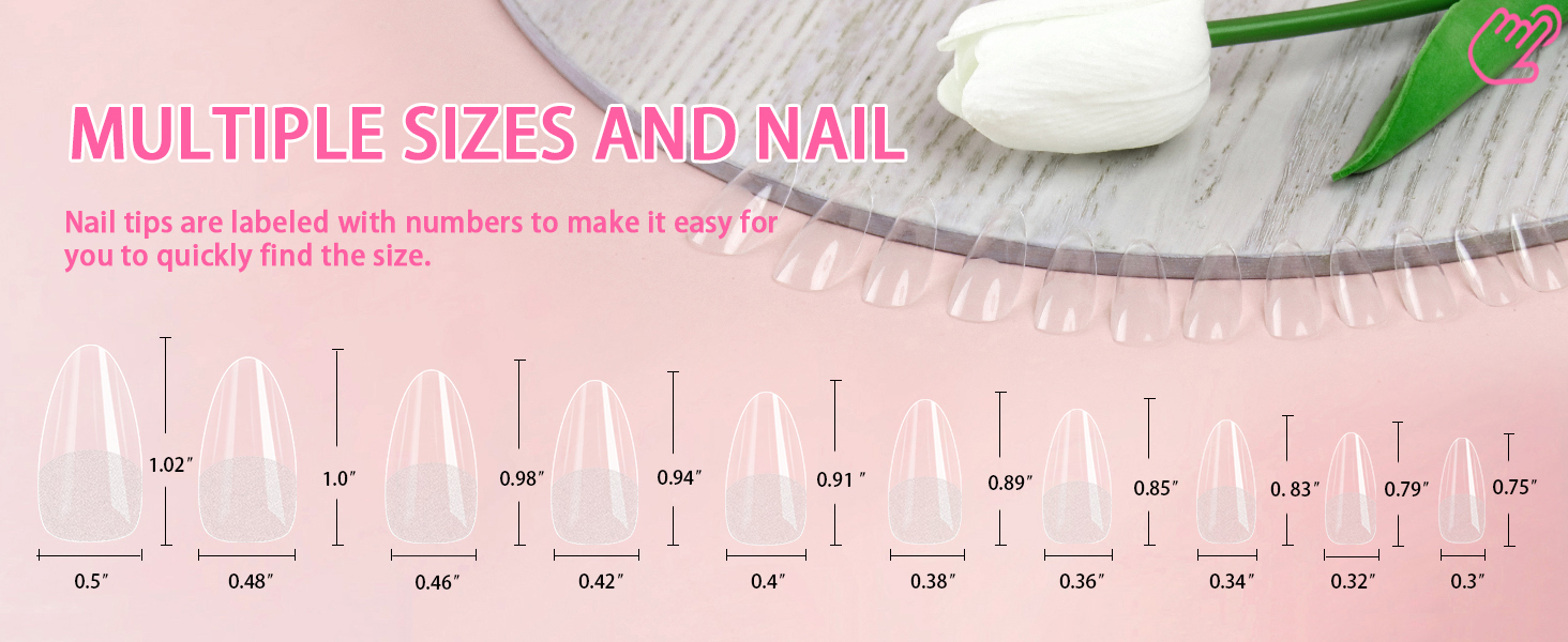 medium almond nail size