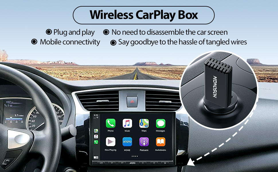 HOSONGIN Wireless CarPlay Adapter,Apple Car Play Wireless Dongle for OEM Wired