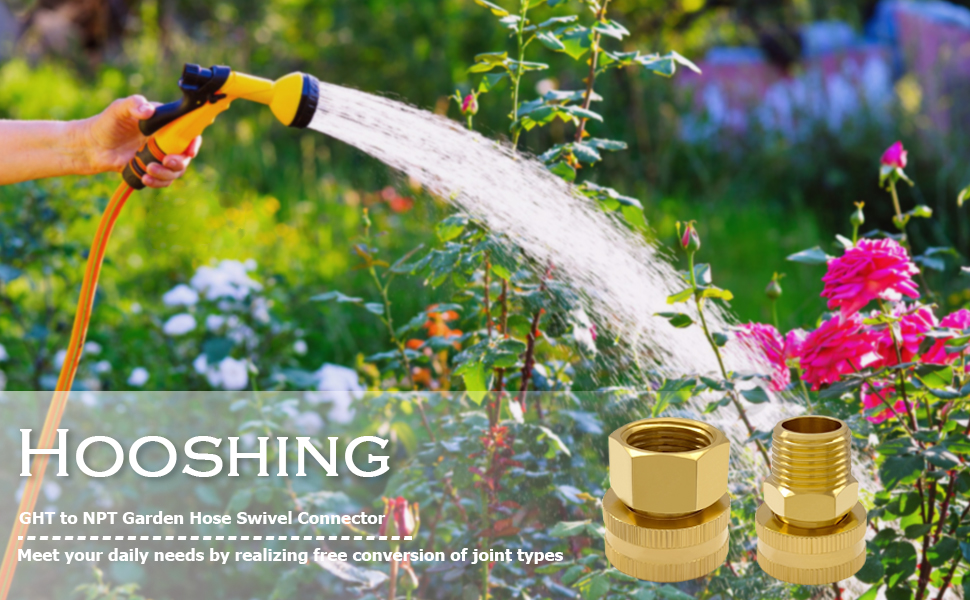 Hooshing 3PCS Brass Garden Hose Swivel Adapter 3/4" GHT
