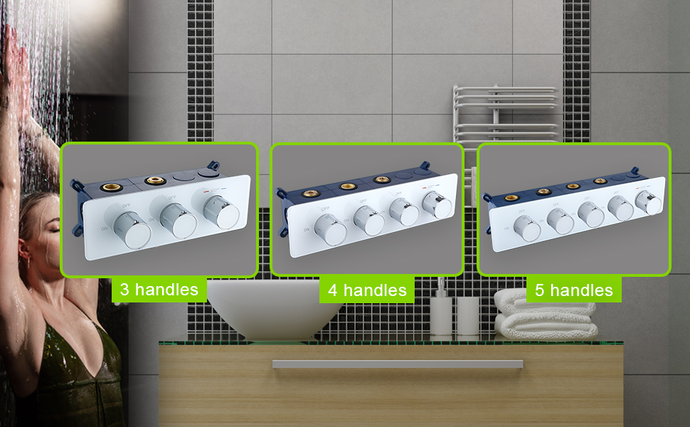 NPYSVSSS 4 Way Shower Diverter Thermostatic Valve, Brass Construction