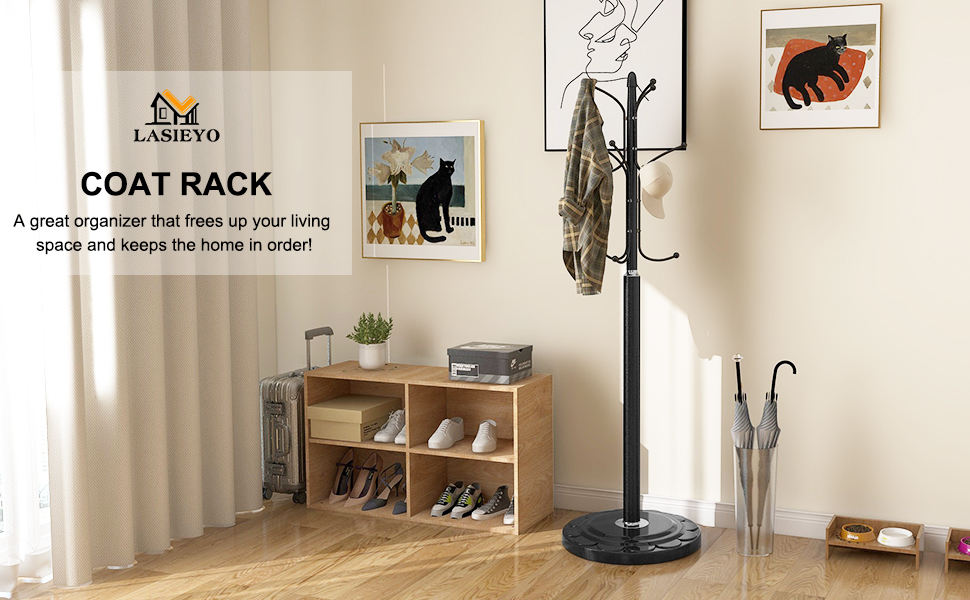 LASIEYO Coat Rack, Coat Rack freestanding With Disc Base, Standing