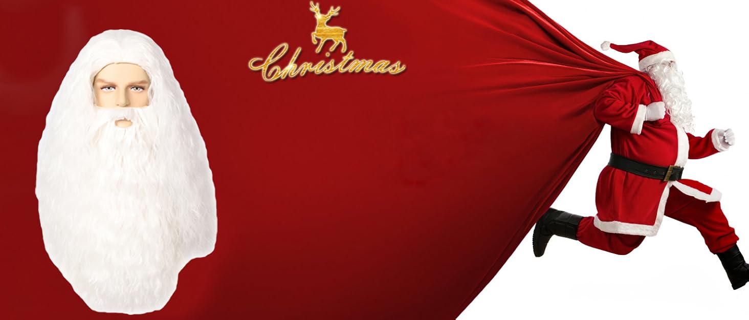 Wizard Beard and Wig, Long Wavy Grey Cosplay Wig for Men