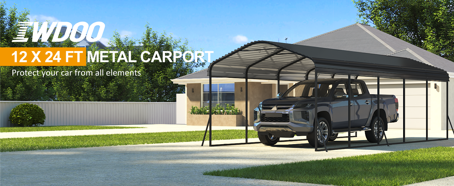 IWDOO 12x24 FT Carport, Metal Carports Canopy with