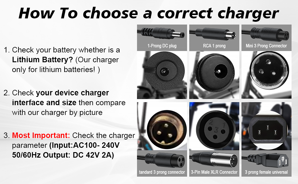 42 V charger for 36 V electric hoverbooter lithium battery ebike, electronic scooter charger for Gotrax, Jetson, Xiaomi Lithium ion battery 36V, Swagtron, Brid, Segway, Razor, Sisigad 14 Hoverboard charger
