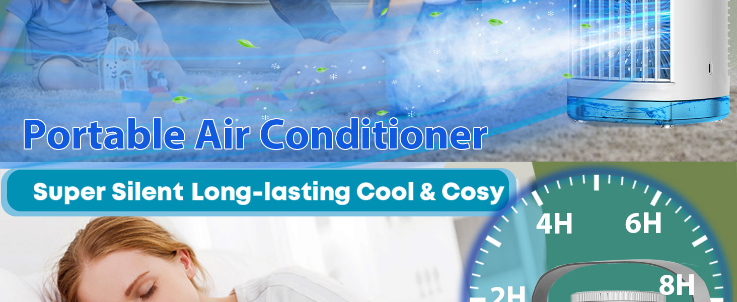 Portable air conditioner advertising display unit, prominently displaying the text