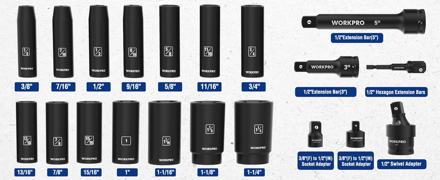 Drive Deep Impact Socket Set impact sockets deep sockets