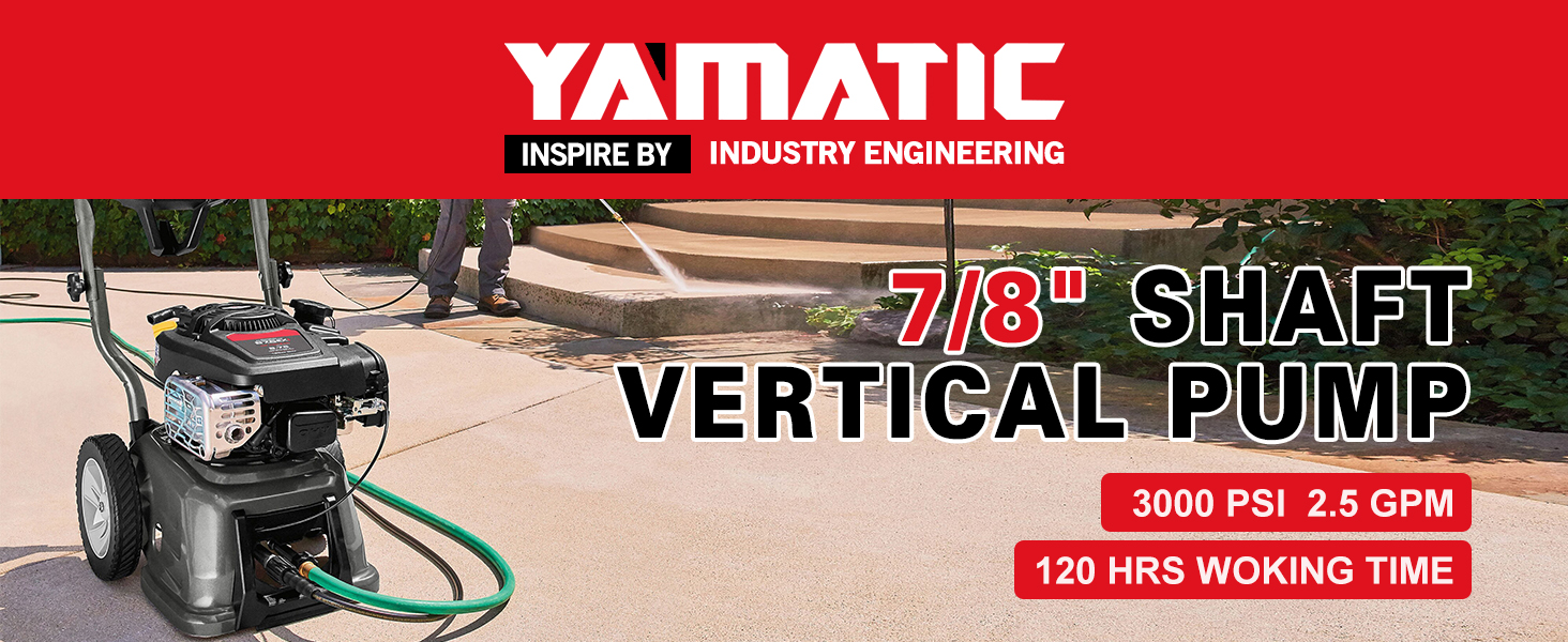 YAMATIC 7/8" Shaft Vertical Pressure Washer Pump 3000 PSI