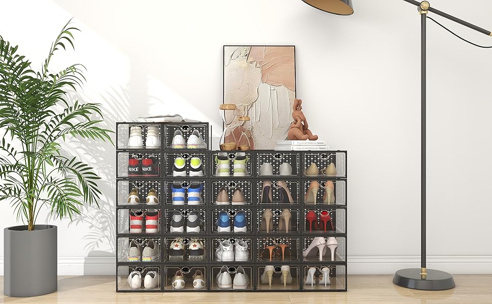 Familamb Shoe Storage Organizer Boxes, Shoe Box Clear