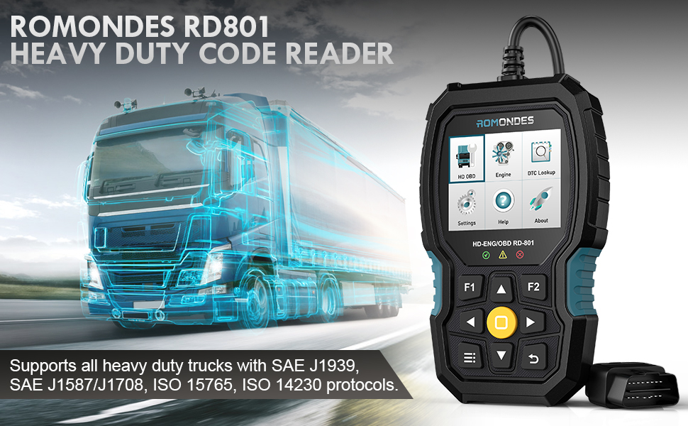 Truck Scanner, Romondes RD801 OBD2/EOBD+ HDOBD Code Reader
