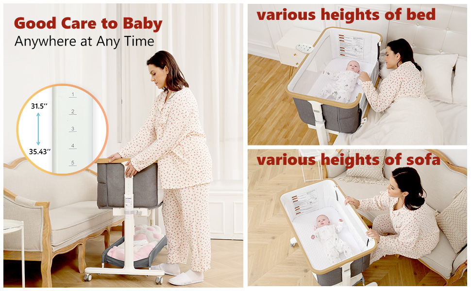 Berceau Cododo Balancelle 3en1 Télécommandé - Popypapa 16 5-level adjustable bassinet