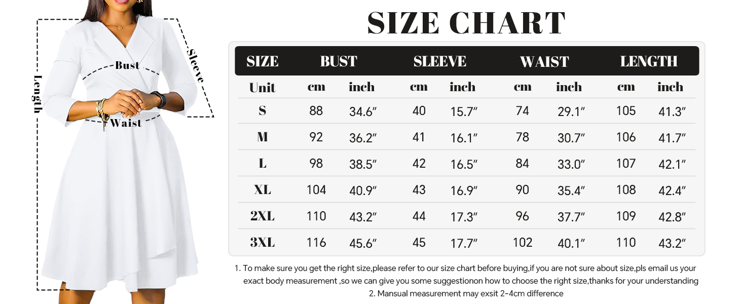 size of dress