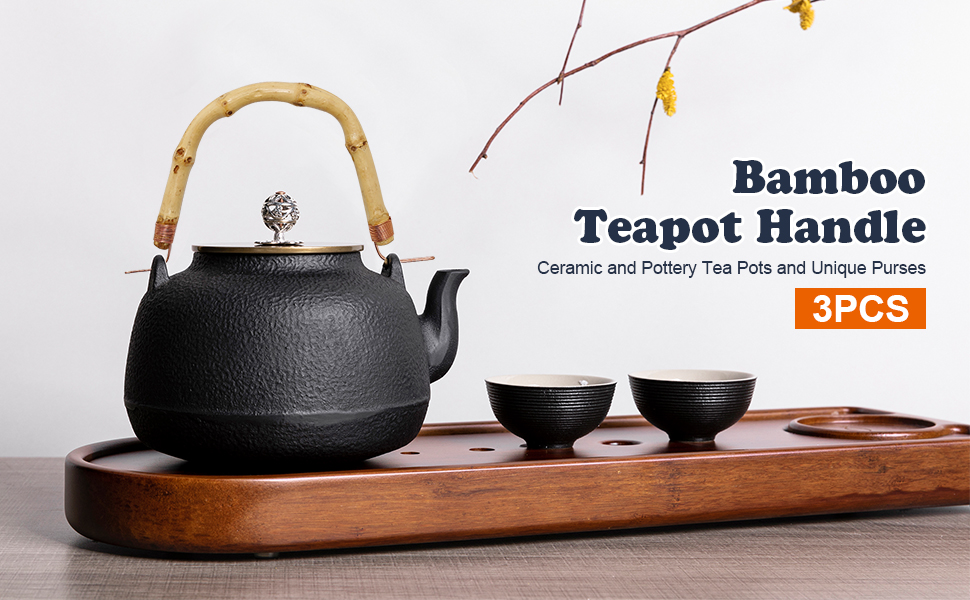 Lidscura 3pcs Bamboo Teapot Handle, Handmade Handle