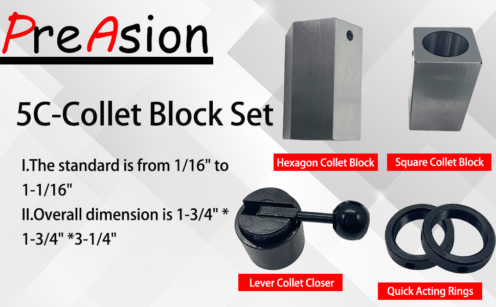 PreAsion 5C Collet Block Set Square Collet Block Hexagonal Collet Block