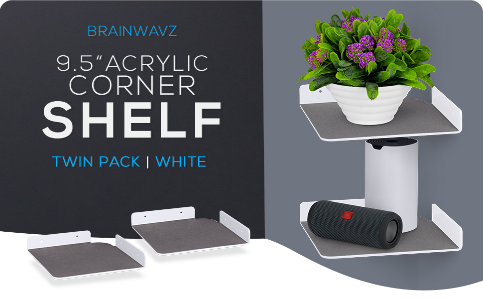 2Pack 9.5” Small Corner Shelf Wall Mount for Baby Monitors, Cameras, Speakers