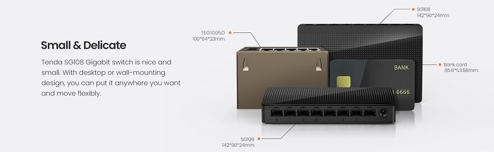 Tenda SG108 10/100/1000Mbps 8 Port Gigabit Desktop Switch