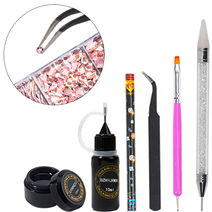 Nail art Pink Rhinestones tools kit