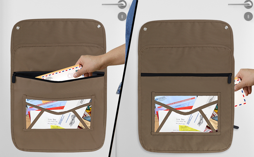 Mail Catcher Brown Indoor Mail Slot Catcher, Durable Oxford Bag for