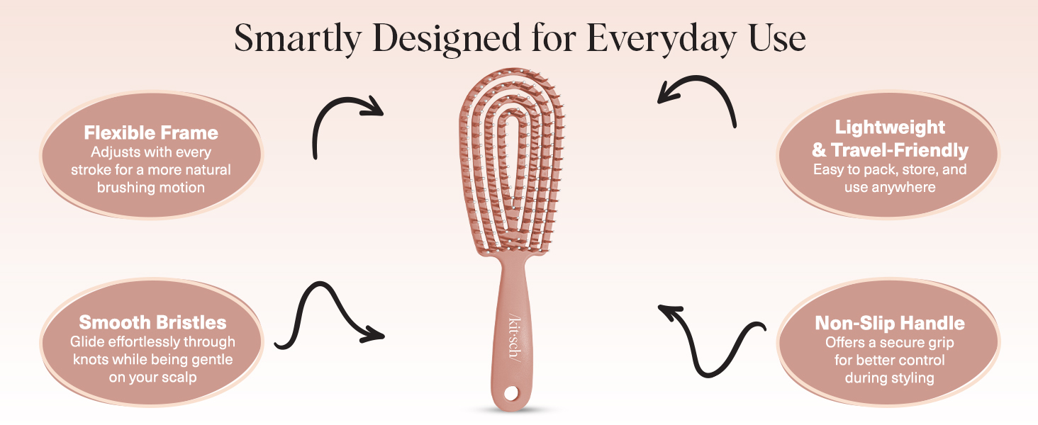 Flexible Hair Brush for Women and Men Adults & Kids Ulta-Smooth Bristles for Wet or Dry Strands