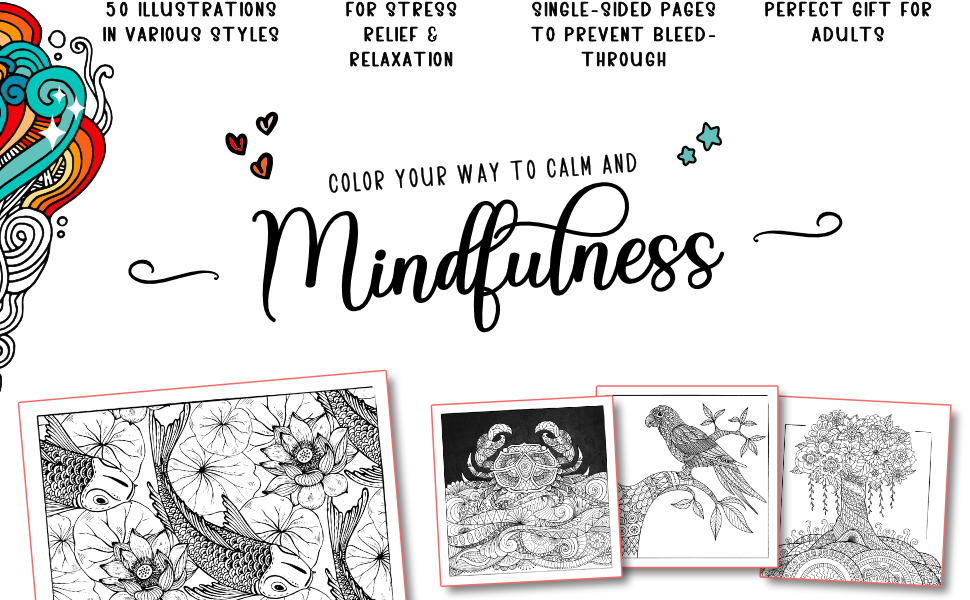 Mindfulness Coloring Book For Adults Mindful Zen Mandala Style Coloring Pages