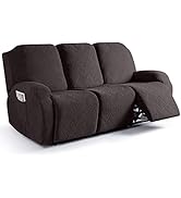 Ruaozz Stretch Recliner Sofa Covers 3-Pieces Reclining Couch Covers with Pockets Jacquard Reclini...