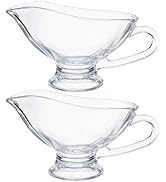Yesland 2 Pack 12 oz Saucy Glass Gravy Dish with Handle, Clear Gravy Sauce Boat for Dining, Holid...