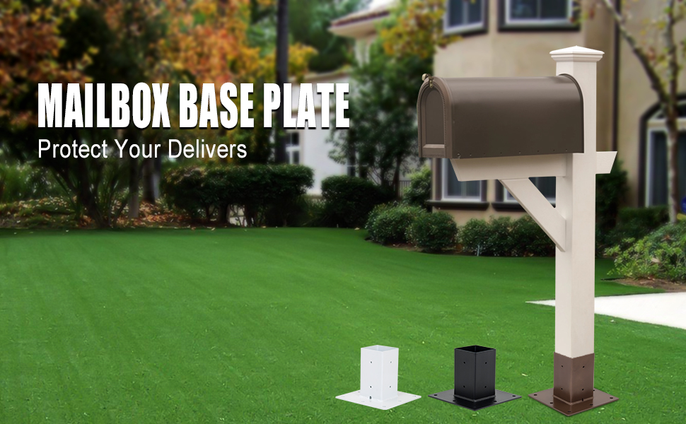 Post Base 4"x4" Mailbox Base Plate, Bronze PowderCoated