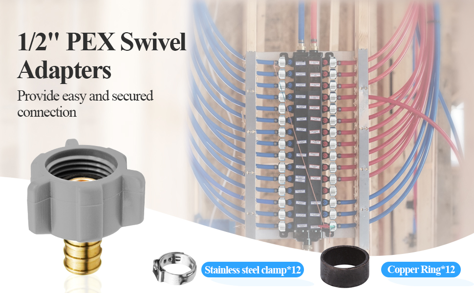 WiseWater 12 PCS 1/2“ PEX Faucet Connector, 1/2” PEX Barb x 1/2” FNPT