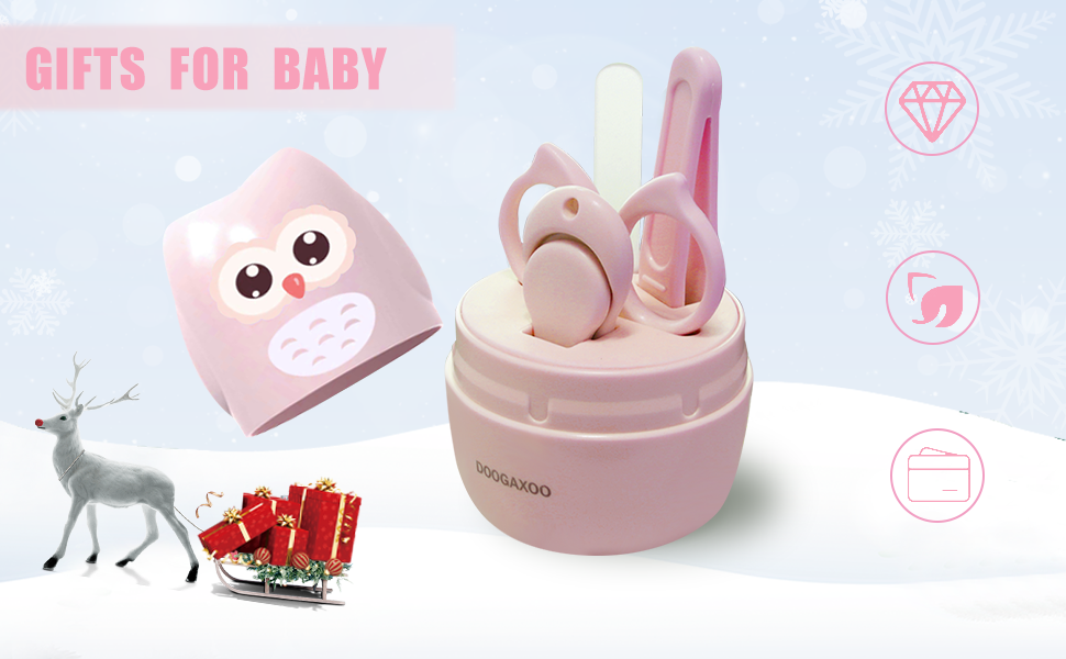 DOOGAXOO Child Nail Clippers, 4-in-1 Secure Child Nail Equipment with Cute Case, Nail Clipper, Scissors, Tweezers, Child Nail File Set for New child, Toddler, Toddler and Youngsters-Pink 9 Baby Nail Clippers