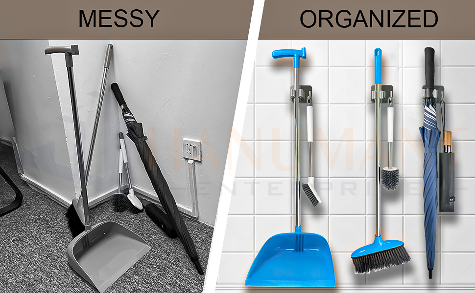 Self Adhesive Heavy Duty Premium 304 Stainless Steel Mop Holder and