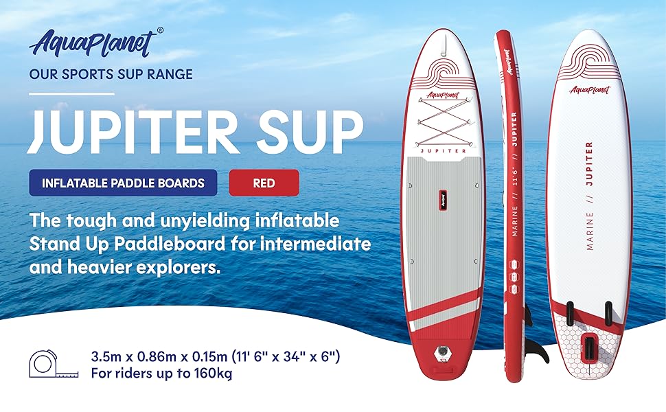 Inflatable Stand Up Paddle Board Kit Jupiter, White & Red