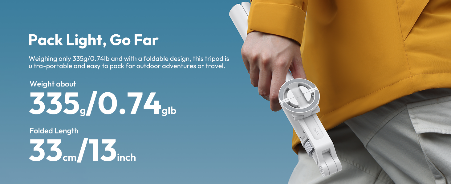 The 7-section ABS-made tripod enables fast and fumble-free set-up