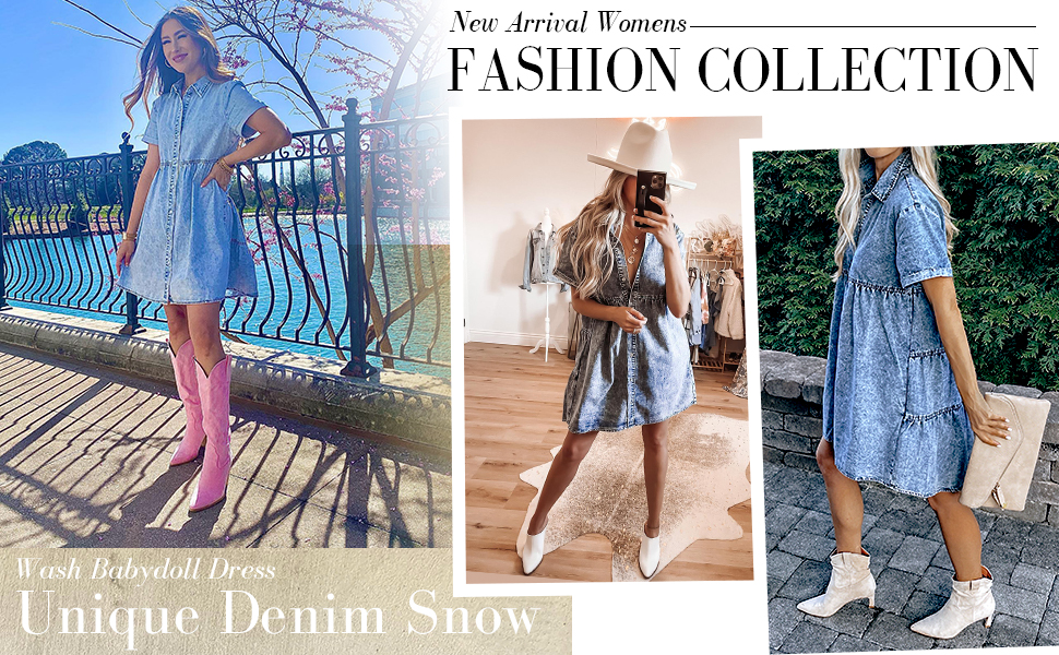 denim babydoll dress for women
