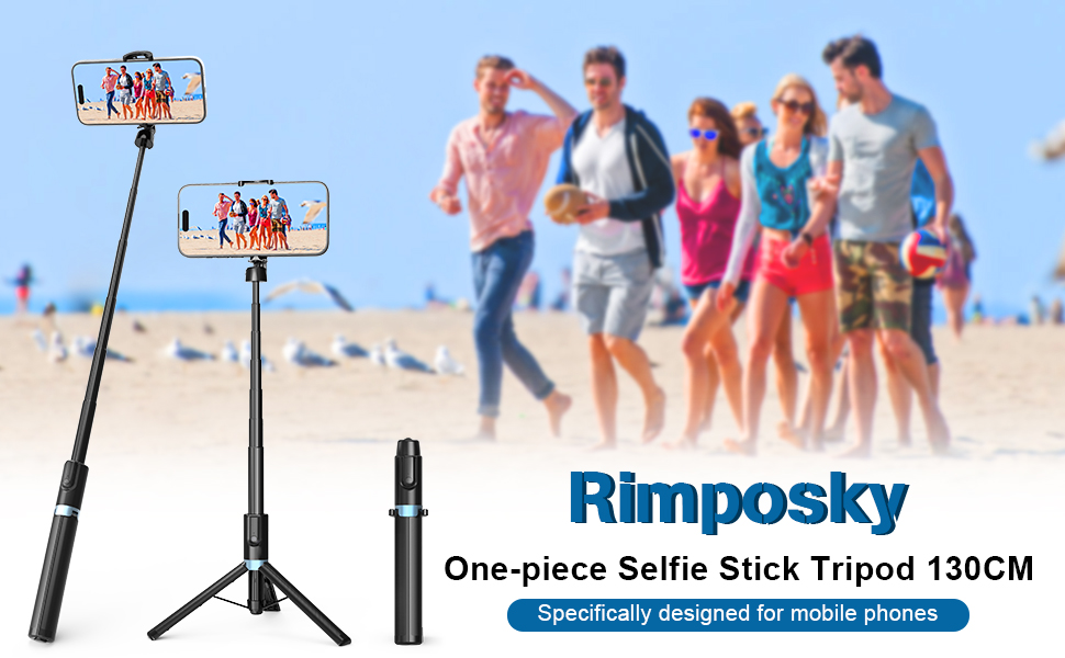 Rimposky 130cm Phone Tripod Selfie Stick with Remote, Upgrade Tripod