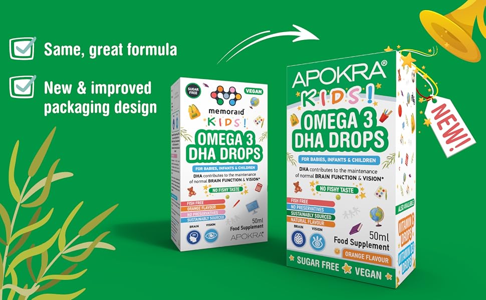 Omega 3 Vegan DHA Drops for Kids 50mL No Fishy Taste Preservative