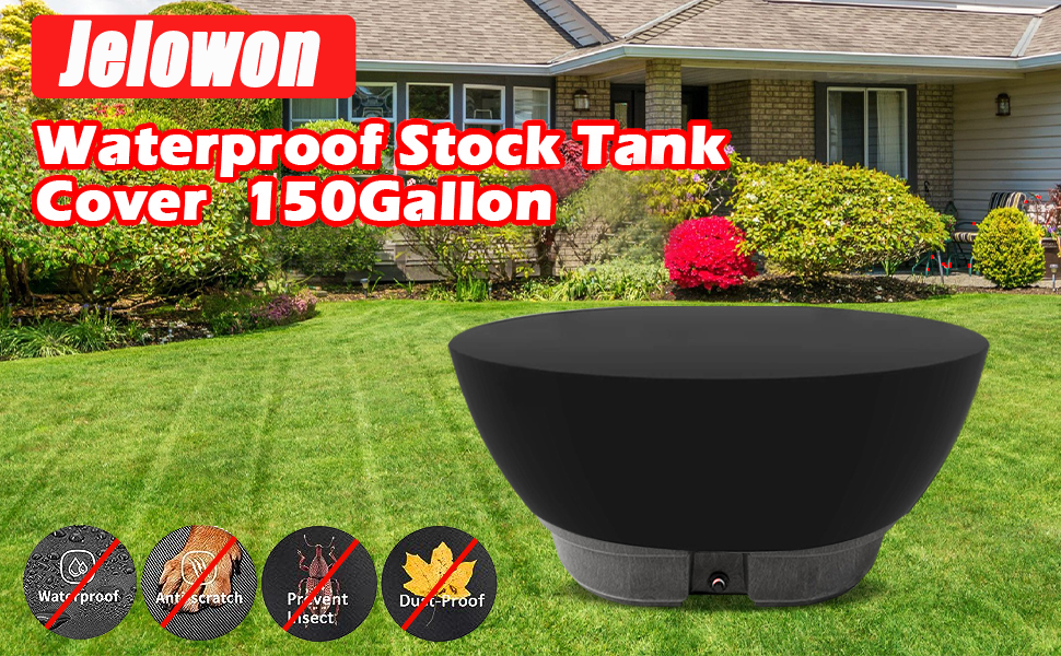 150 Gallon Stock Tank Cover, Waterproof Stock Tank Pool Cover, Oval Water Trough