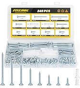 Wood Screws Assortment Kit, FIXLINK 240 PCS High Hardness Flat Head Wood Screws Set, Phillips Dri...