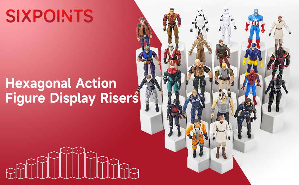 SIXPOINTS 12 Pieces hexagon Riser Display Stand For Figure