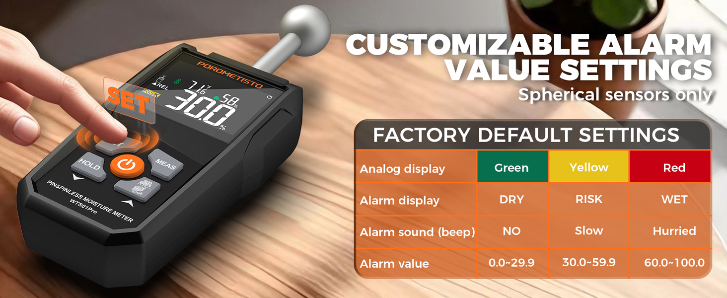 Customizable alarm value settings