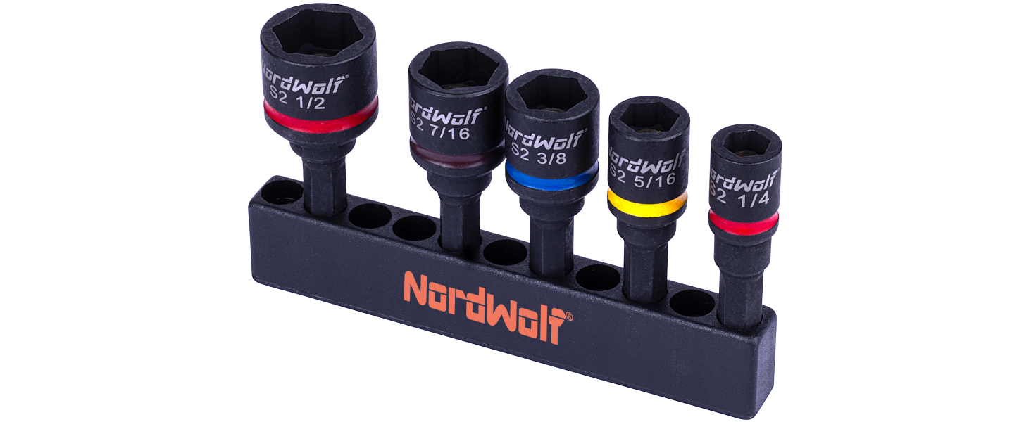 NordWolf 5Piece SAE Nut Driver Set, S2 Steel Impact
