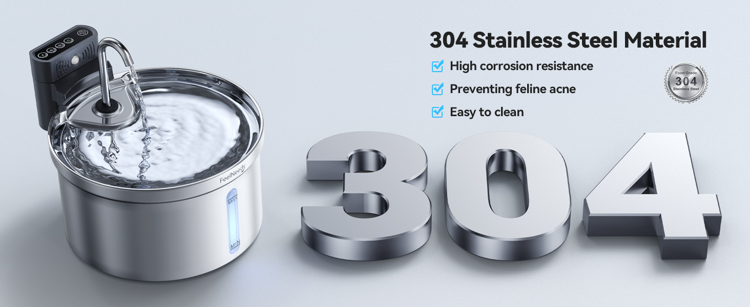 304 stainless steel appliance or container with numerical display showing '304', highlighting corrosion resistance and cleaning features.