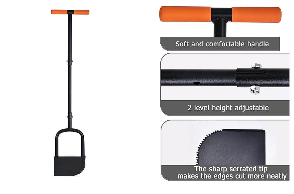 BARAYSTUS Height Adjustable Garden Edger Tool, Hand Steel