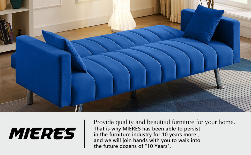 MIERES Convertible Futon Sofa Bed, Folding Upholstered