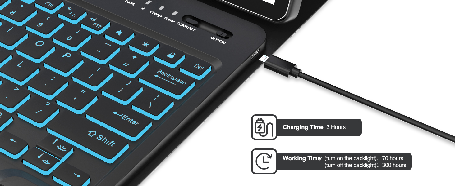 Samsung Galaxy Tab S8 Plus/S7 FE/S7 Plus Keyboard Case 12.4” 7 Color Backlight