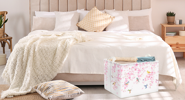 spring bird flower bathroom basket